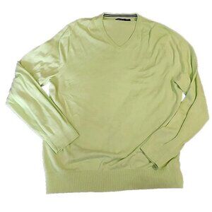 Nautica Men's Size X Large Green Preppy V-Neck Sweater Nice Spring Color